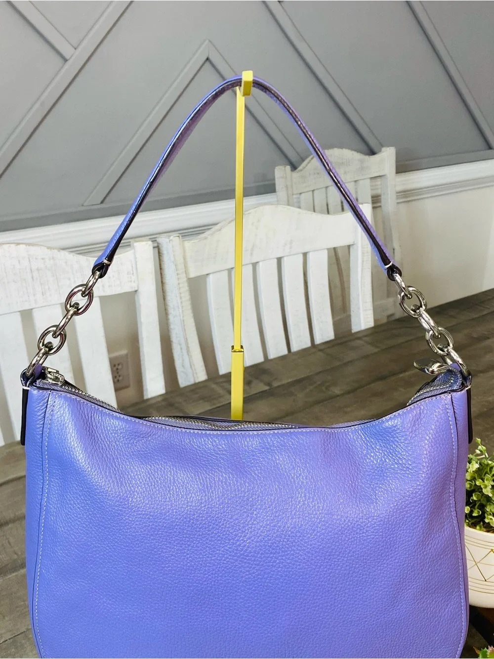 Coach Elle Hobo Bag Pebbled Leather Primrose Purple Silver Hardware F31399